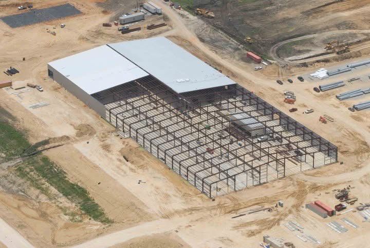 Steel erection and roofing in progress