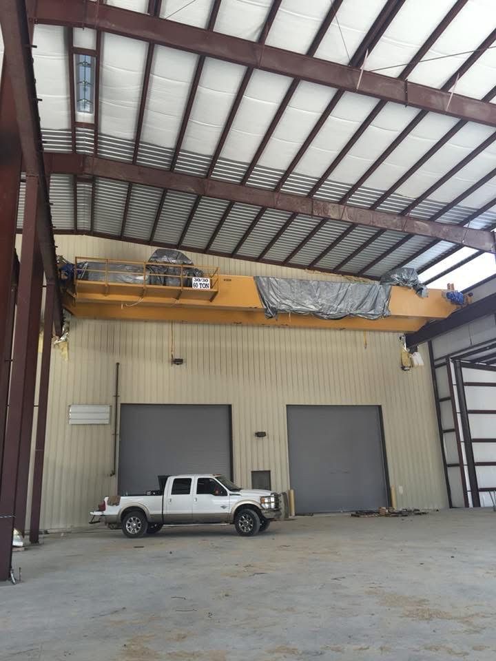 Industrial interior with overhead crane